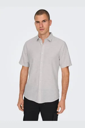 Only & Sons Overhemd met korte mouwen ONSCAIDEN SS SOLID LINEN SHIRT NOOS