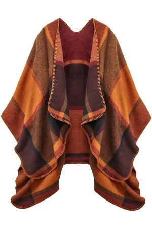 Lascana Gebreide poncho Poncho in knuffelige kwaliteit, ruitendeken, cape, sjaal