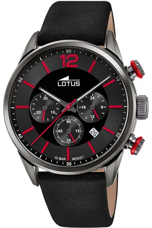 Lotus Chronograaf Horloge, quartz, herenhorloge, stopwatchfunctie, leren band, datum