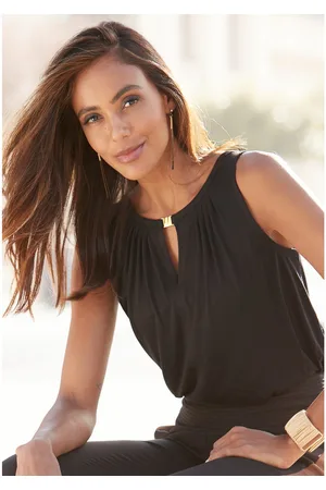 Lascana Tanktop met decoratief accessoire, casual blousetop, elegant