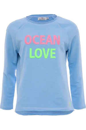 Zwillingsherz Shirt met lange mouwen met "ocean love"-opdruk en used-look