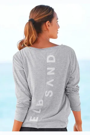 ELBSAND Shirt met lange mouwen Eltje met logoprint op de rug, longsleeve van katoenmix
