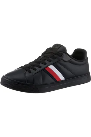 Tommy Hilfiger Sneakers ICON COURT LTH STRIPES veterschoenen, vrijetijdsschoen, lage schoen met gewatteerde schaprand