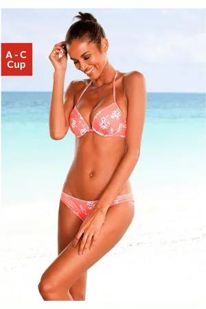 sunseeker Push-upbikinitop Ditsy met gehaakt randje
