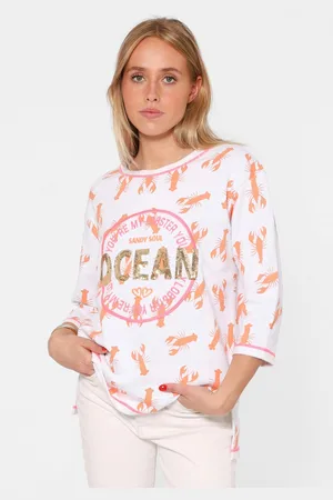 Zwillingsherz Shirt met lange mouwen Shirt "Ocean Sandy Soul" met zebrapatroon en frontmotief, met 3/4 mouw