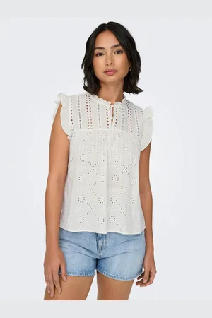 ONLY Shirt met broderie anglaise