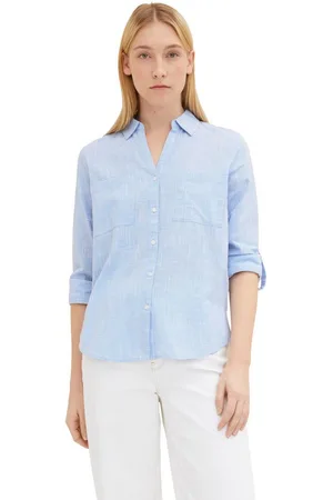 TOM TAILOR Blouse met lange mouwen met borstzak