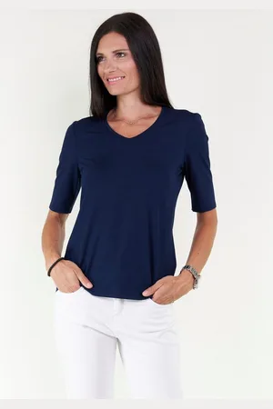 Seidel Moden Shirt met V-hals met halve mouwen van zacht materiaal, made in germany