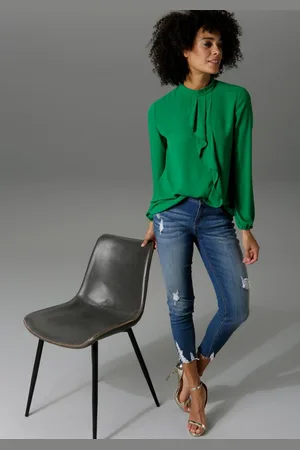 Aniston Blouse met lange mouwen met kleine volant voor