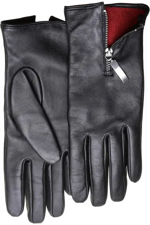 Pearlwood Leren handschoenen met gekleurd binnenwerk, gladleer, rits op de handrug