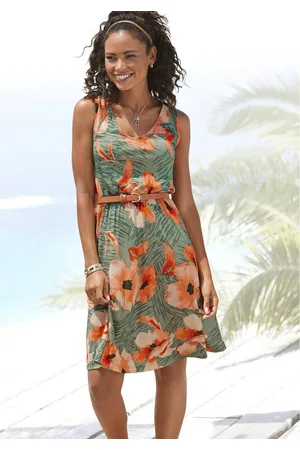 Lascana Jerseyjurk met bloemenprint, zomerjurk, strandjurk