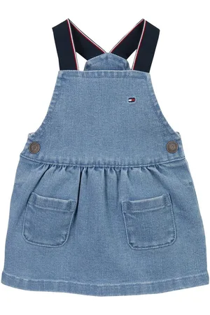 Tommy Hilfiger Salopetjurk DENIM DUNGAREE DRESS met logo-borduursel, met knopen
