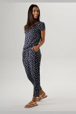 Aniston Jumpsuit met palmen bedrukt