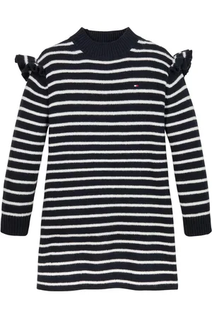 Tommy Hilfiger Gebreide jurk RUFFLE SKATER DRESS LS Baby tot 2 jaar, met streepmotief