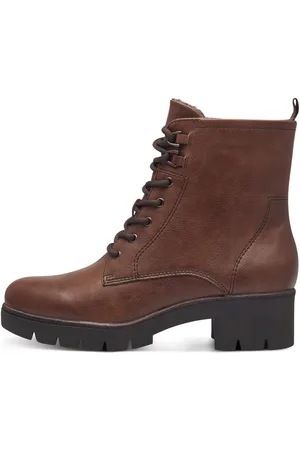 Tamaris Veterlaarsjes blokhak, veterschoenen met ogen en decoratieve stiksels