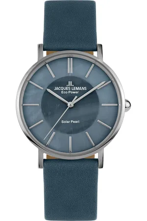 Jacques Lemans Solarhorloge Eco Power Solar Pearl, 1-2112B Polshorloge, dameshorloge, parelmoer wijzerplaat, leren armband