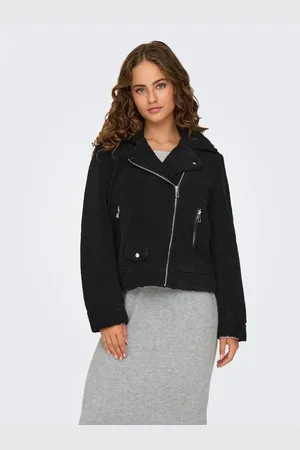 ONLY Bikerjack ONLRIO TEDDY BIKER JACKET CC OTW in bikerstijl van knuffelzachte teddypluche