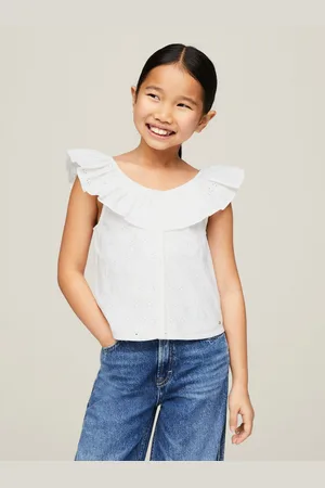 Tommy Hilfiger Babydollshirt BRODERIE ANGLAISE FRILL TOP