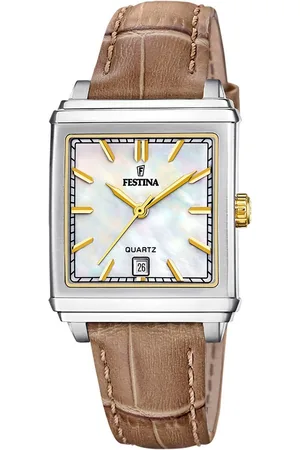 Festina Kwartshorloge On The Square Polshorloge, dameshorloge, leren armband, datum