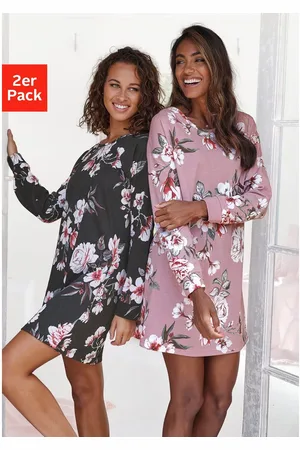VIVANCE DREAMS Nachthemd met bloemenprint (Set van 2)