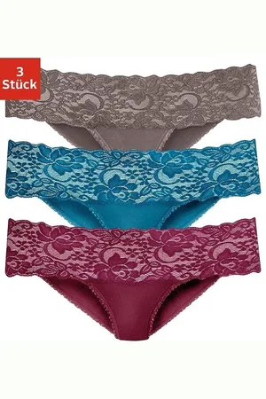 vivance collection Brazilian slip van elastische katoen met florale kant (3 stuks)