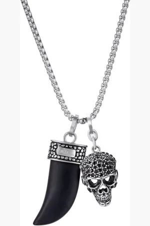 Kingka Ketting met hanger Sieraad cadeau roestvrij staal halsketting tand doodshoofd, OSN-850SBK-BX (set, 3-delig)