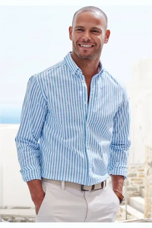 john devin Overhemd met lange mouwen Regular fit Gestreept overhemd met button-down-kraag, van 100% katoen