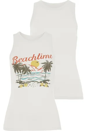 beachtime Tanktop met tropische print (set, 2-delig)