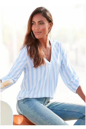 Lascana Blouse zonder sluiting met streep-print, lichte geweven stof, damesblouse