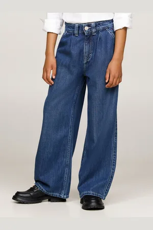 Tommy Hilfiger Wijde jeans MABEL PLEATS MID BLUE WASH in middelblau wassing, met logo-badge