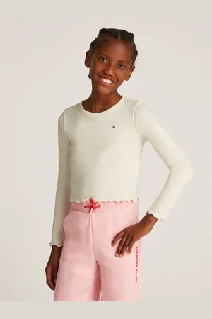 Tommy Hilfiger Shirt met lange mouwen SLUB KNIT TOP LS met golvende zoom