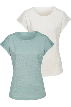 vivance collection Shirt met korte mouwen Met decoratieve haak-inzet van kreukvrije crêpe-kwaliteit (2-delig, Set van 2)