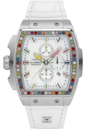 Hämmer Chronograaf Quartz horloge, polshorloge, dameshorloge, leren band, geschroefde kroon, datum