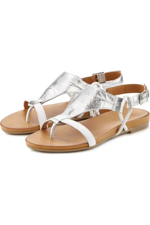 Lascana Sandalen Zomerschoen Sandalette, zomerschoen van hoogwaardig leer met metallic uiterlijk
