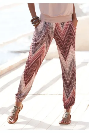 Lascana Jerseybroek met all-over print en zakken, elastische tailleband, strandbroek