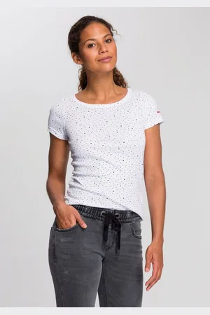 KangaROOS T-shirt Korte mouwen, elastische ribstof, met hartpatroon, ronde hals