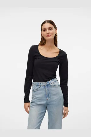VERO MODA Shirt met lange mouwen VMLULU LS U-NECK TOP JRS GA NOOS