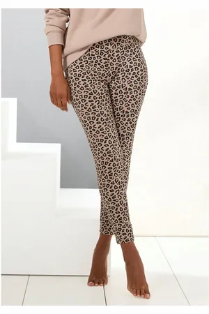 Lascana Legging Sweatleggings met brede band in leeuwprint, loungewear