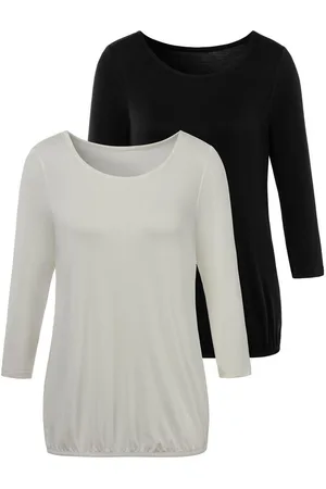 vivance collection Shirt met 3/4-mouwen met elastische zoomrand (Set van 2)
