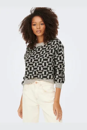 ONLY Trui met ronde hals ONLGEO LIFE L/S PULLOVER KNT