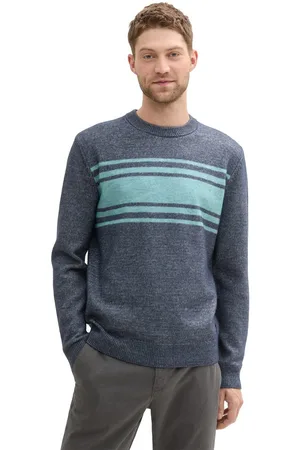 TOM TAILOR Trui met ronde hals in brei-look en streepontwerp