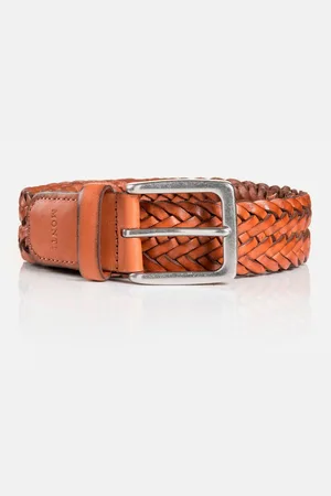 Carlo Monti Leren riem 3,5 cm breed, business-casual, glad leer gevlochten