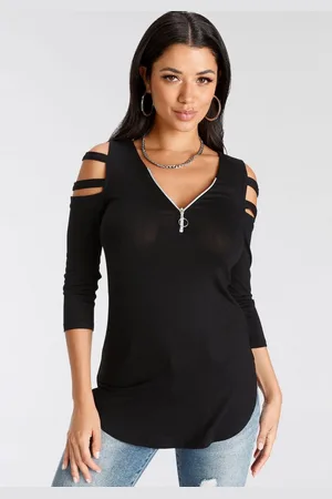 melrose Shirt met 3/4-mouwen 3/4-mouw, figuurgetailleerde pasvorm, met modieuze cut-outs