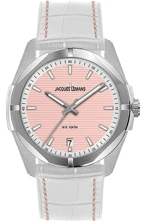 Jacques Lemans Kwartshorloge Monte Carlo Polshorloge, dameshorloge, datum, luminescerende wijzers, leren armband