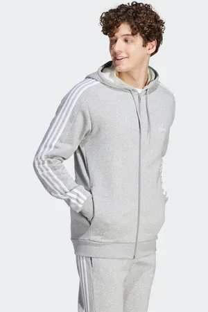 adidas Capuchonsweatvest ESSENTIALS 3-STRIPES CAPUCHONJACK comfortabel materiaal van katoenmix (1-delig)