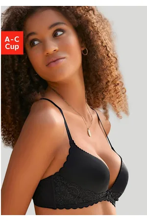 Lascana Push-up-bh zonder beugels, met extra platte randen en fijne kant, ondergoed