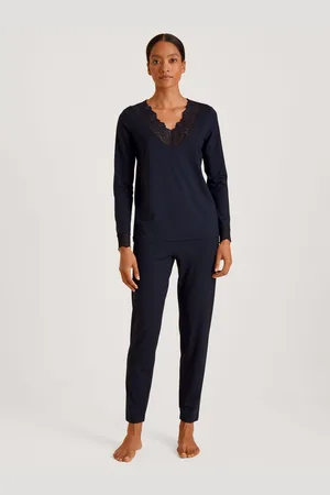 Calida Pyjama Elegant Dreams met puntige zoom en -boord (2-delig)