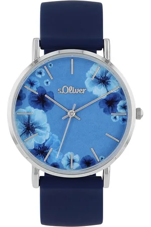 QS by s.Oliver Kwartshorloge Polshorloge, dameshorloge, analoog, bloemen, siliconen armband