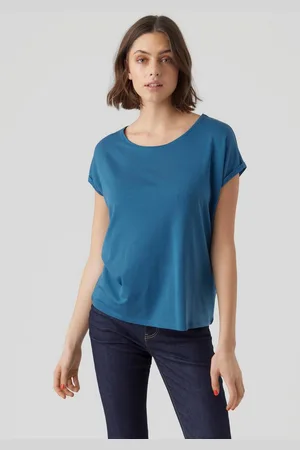 VERO MODA Shirt met ronde hals VMAVA PLAIN SS TOP GAJRS NOOS