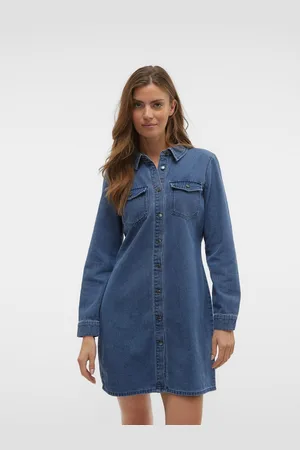 VERO MODA Jeans jurk VMJENNIE LS SHORT DENIM DRESS GA NOOS